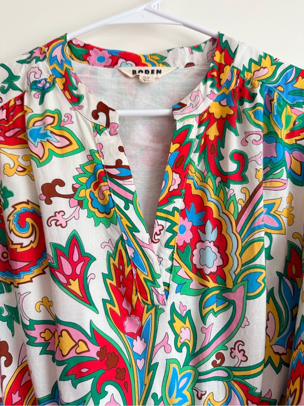 Boden Women’s Paisley Azure Cotton Dress with Bright Accent Colors 8P - Picture 2 of 8